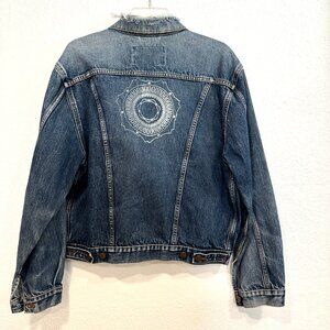 Vintage Wrangler Authentic Western Denim Jean Jacket w Graphics 124MJ Mens Med
